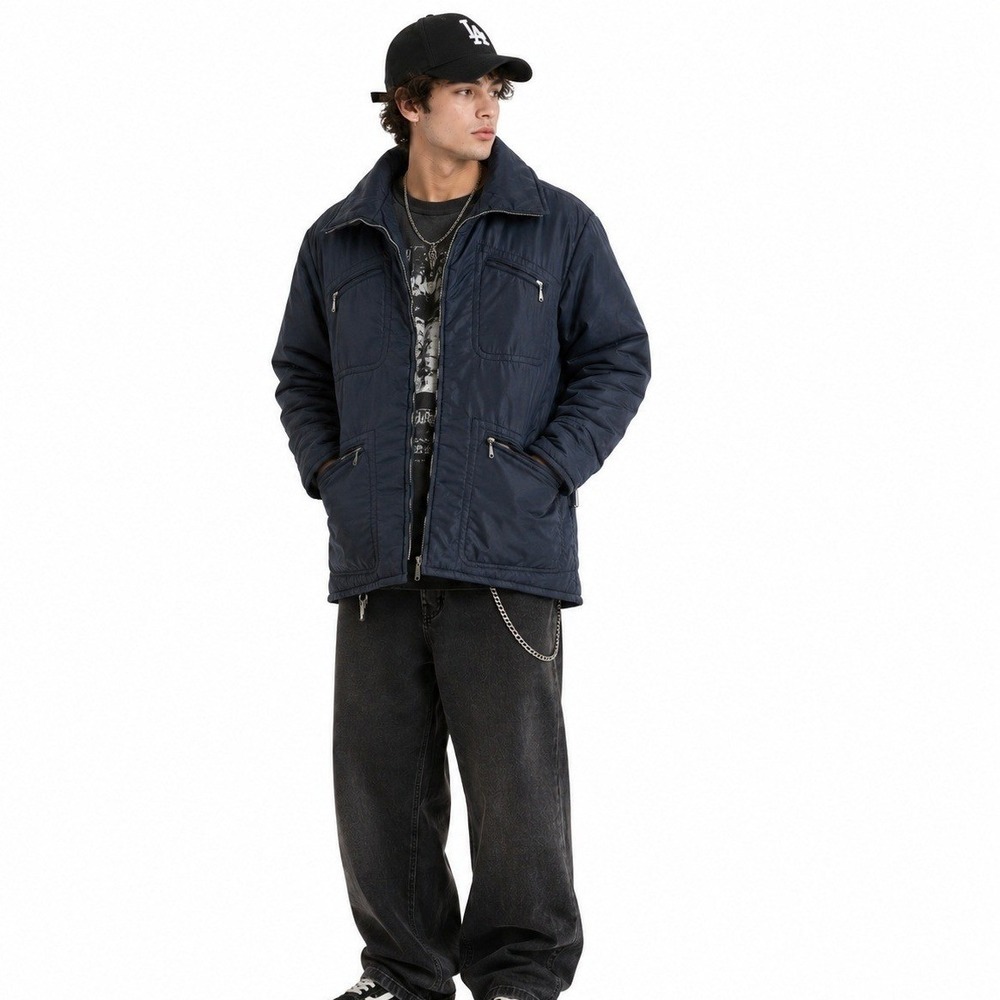 Vintage Towncraft JCPenney Jacket Mens Large Navy Blue Puffer Utility Coat